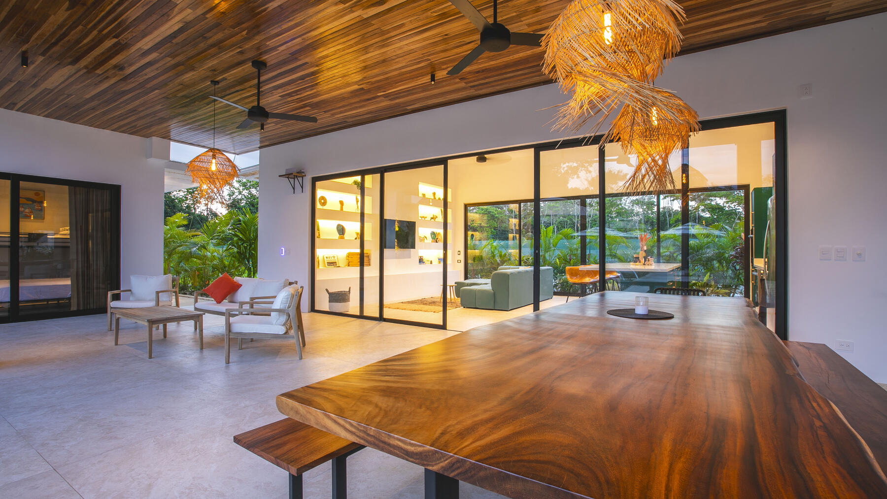 Living and dining with views to the garden