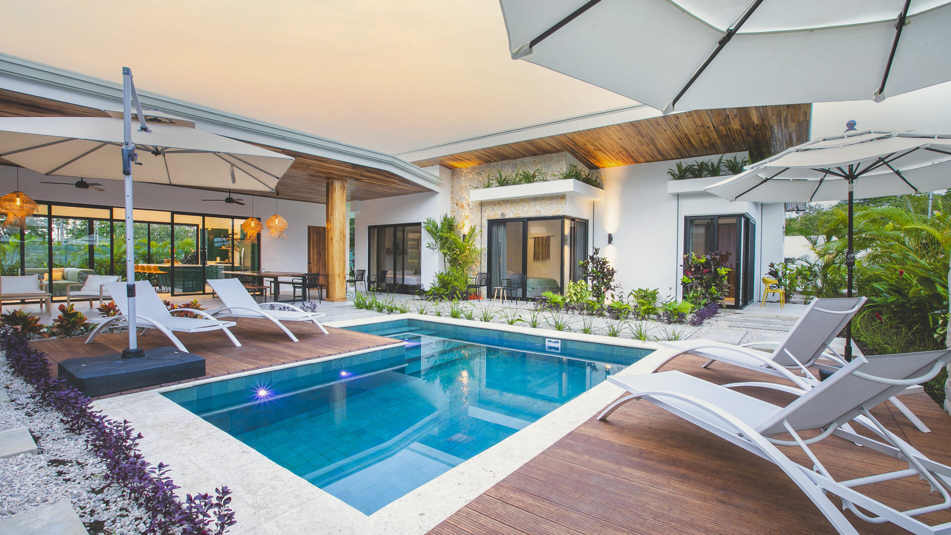 Private pool with loungers