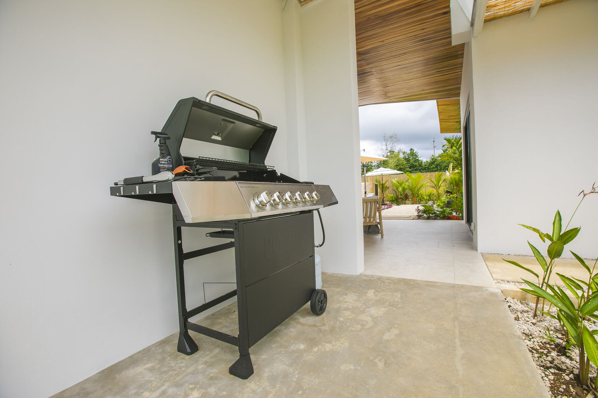 Outdoor barbecue and dining area